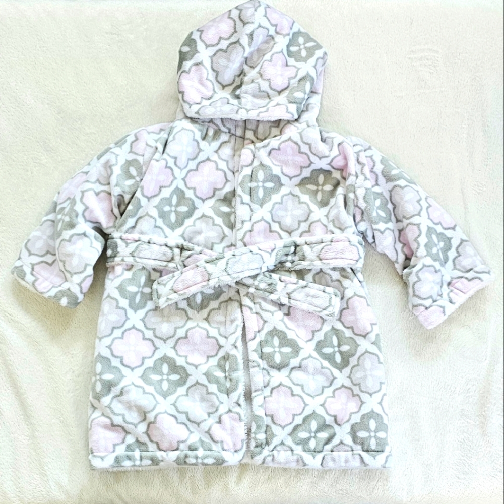 BLANKETS & BEYOND | Baby Girl's Soft Fleece Hooded Robe, Size 6M